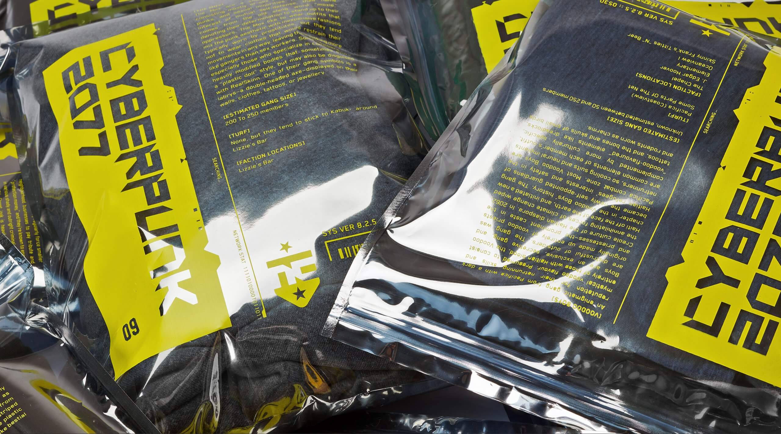 Cyberpunk clothing sealed evidence bags